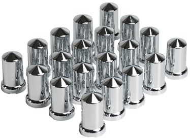 33mm Chrome Plastic ABS Lug Nut Covers Bullet Flanged Push-on Nut Cover Caps for Semi Trucks (Pack of 20)