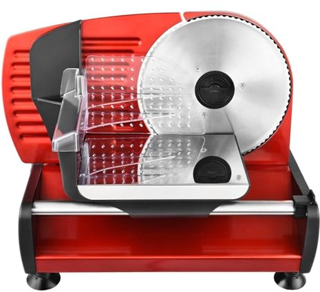 Metall Allesschneider mit 2 Messer, Rot, 150W, rutschfeste Füße