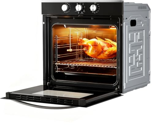 VIKIO HOME Electric Single Wall Oven 24 Inch, 2.83 Cu.Ft Built-in Convection Oven with 8 Cooking Functions, 3220W, 240V, Mechanical Knob Control for Big Family