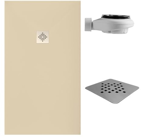 SoulHome Plato de Ducha Resina 60x60 Crema Intenso - Rejilla Standard