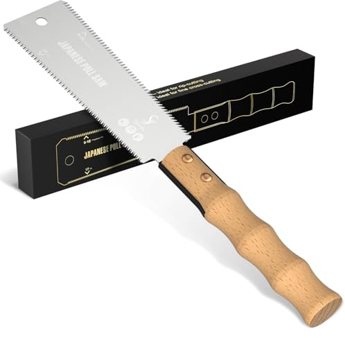 Profi Ryoba Japansåg, handsåg 143 mm av SK5 kolstål, dubbel kant progressiv 9–11/17 ZpZ träsåg för hemmafix japansk såg, finsåg för tvärsnitt, längsgående snitt