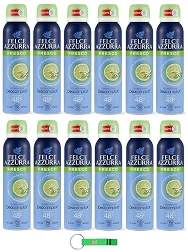 Felce Azzurra Deodorante Spray Fresco Deocomplex, Efficacia 48 ore, senza macchie, 150 ml + Portachiavi Beni Culinari