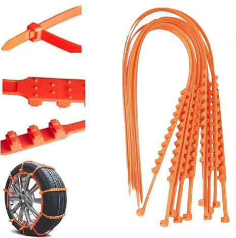 Chaînes antidérapantes universelles réutilisables en nylon, chaussettes à neige pour pneus de voiture, câbles antidérapants réglables pour pneus, pour la neige et la glace. (30pcs)