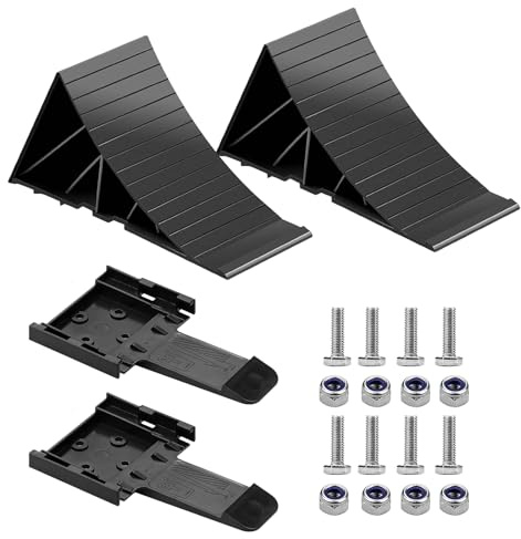 PORFOYO 2 cunei per rimorchio, cunei con supporto GT-01 ST fino a 1,5 t, cuneo per auto con materiale di montaggio per auto, camper, roulotte o caravan, 22 x 11 x 9 cm