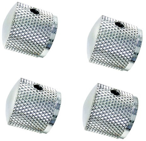 JIANZHENKEJI Pack of 4pcs Chrome Knob Volume Tone Control Knobs with 1pcs Allen Keys Screws Set for Electric Guitar Bass Screw Type(Chrome)