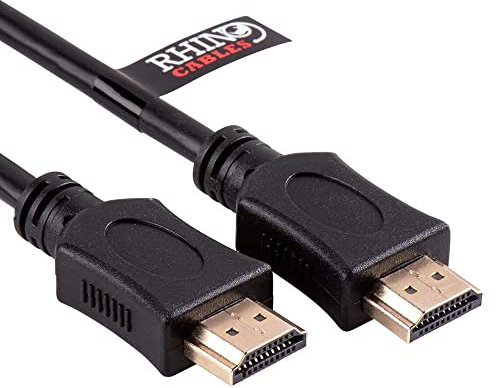 rhinocables High-Speed HDMI Cable 1080p, 4K UHD and 3D Support, ARC Compatible Lead for TVs, Gaming Consoles, DVD, Set-Top Boxes, Laptop, and other audio-visual devices (Black, 5m)