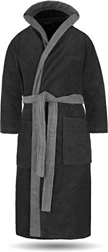 normani 100% Baumwoll Bademantel Saunamantel zweifarbig und einfarbig mit und ohne Kapuze für Damen und Herren (Gr. XS - 4XL)
