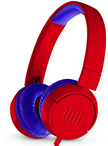 JBL Jr 300 On-Ear Wired Headphones for Kids with 85dB Sound Limit for Safe Listening - Red