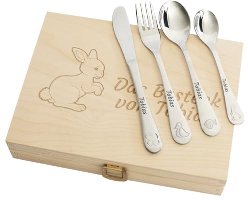 Geschenkegarten Personalisiertes Kinderbesteck-Set - Tiere