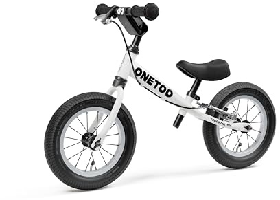 Yedoo OneToo - Laufrad für Kinder ab 1,5 Jahren, ab 85 cm Körperhöhe, mit Luftreifen 12/12 - für Mädchen und Jungen, Höhenverstellbar mit Bremse und Reflexelementen, Zertifiziert, weiß
