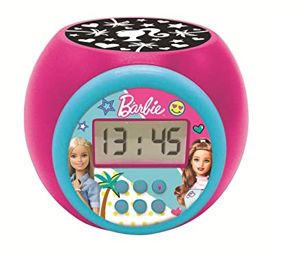 LEXIBOOK, Barbie, Projector alarm clock with snooze function and alarm function, Night light with timer, LCD screen, battery operated, RL977BB