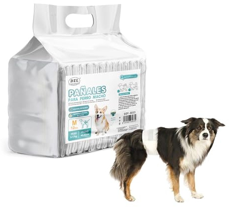 Pañales Desechables para Perro Pañales para Perros macho Pañal Sanitarios para Perro Mascotas Bragas Higiénicas Suaves absorbentes (M-20.5*61 CM)