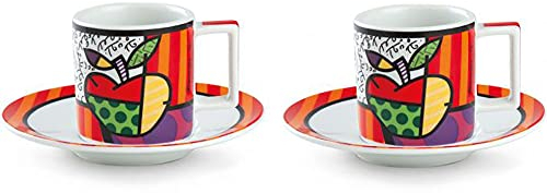 Egan Set 2 Tazzine caffè con Piattino Collezione Britto Icons. Oggetto Realizzato in Porcellana Multicolore. Dimensione: 5,6X7,7 cm. La referenza è PBT02/1ME