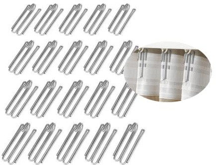 Silver 2 inch Curtain Pleater Hooks - Easy to Hang, Suitable for Curtains with Heading Tape or Pleated Drapes - 20 pcs Enough for 2 Panels