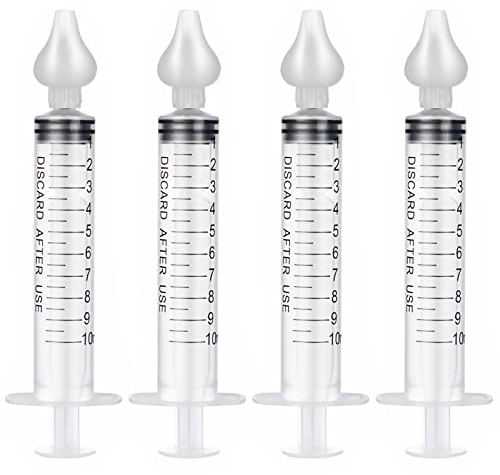 4 Stück Nasendusche YUTOU 10ml Spritzen-Nasenspülung für Neugeborene Baby Kinder, Sicherer Nasenreiniger mit reinigbarer und wiederverwendbarer Silikon-Nasensaugspitze