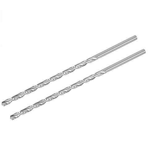 sourcing map Punte elicoidali extra lunghe HSS, acciaio ad alta velocità, diametro del trapano da 7 mm, lunghezza 250 mm, 2 pezzi