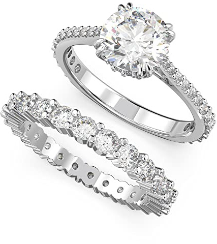 Swarovski Stilla Kollektion Ring-Set (2), Rundschliff, Weiß, Rhodiniert