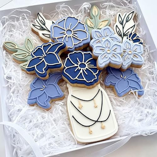 LissieLou Eid Flower and Jar Set Ramadan Cookie Cutter and Embosser Icing Stamp Fondant Embosser Ramadan Jar and Flowers Theme - Light Pink/Clear