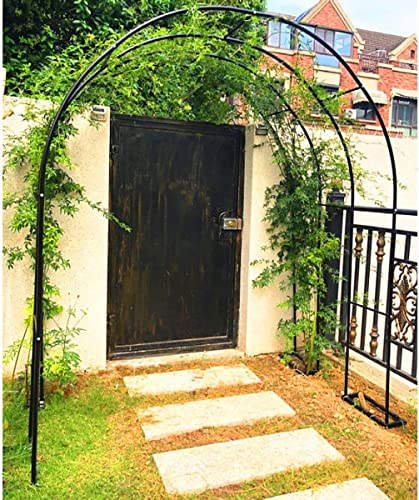 Arche Jardin Aluminium Largeur, Arche À Rosiers Métal, Filet À Plantes Grimpantes, Filet de Treillis, pour Récolte de Concombres, Légume, Vignes, Plantes Grimpantes,Noir,120x220x40CM
