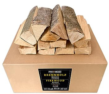 PINI Brennholz ofenfertig Buche 30 Kg ca. 25 cm für Kamin Grill Feuerschale Pizzaofen Smoker