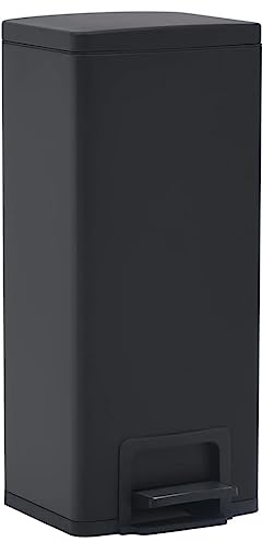 Poubelle à pédale anti empreinte 30 L Noir Acier inoxydable