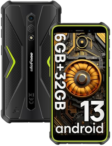 Ulefone Armor X12 Rugged Smartphone Android 13, 4860mAh Telefono Indistruttibile, 6GB+32GB ROM/TF-256GB Telefoni Robusto, 5.45'' HD+, 13MP+8MP, Cellulare, 4G Dual SIM/Face ID/NFC/OTG/GPS Verde