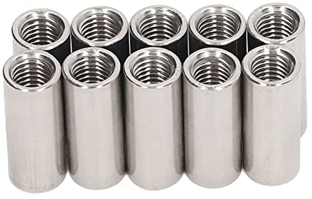 10 Stück Runde Überwurfmutter, M10 X 1,5 L35 Mm, Edelstahl, Runde Gewindestangen-Verbindungsmuttern, Hardware-Muttern