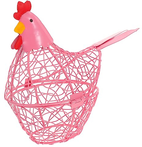 Ciieeo Hühnchen-ei-korb Aus Eisen Dekorativer Eierhalter Für Küche Stabiler Eierkorb Mit Großer Kapazität Zur Aufbewahrung Von Eiern Und Lebensmitteln Pinkfarbenes Design