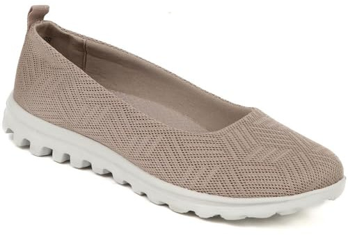 Pavers Women's Pumps in Taupe with Cushioned Memory Foam Insole - Casual Slip On Shoes - Comfortable Stylish Ladies Footwear - Size UK 6 / EU 39