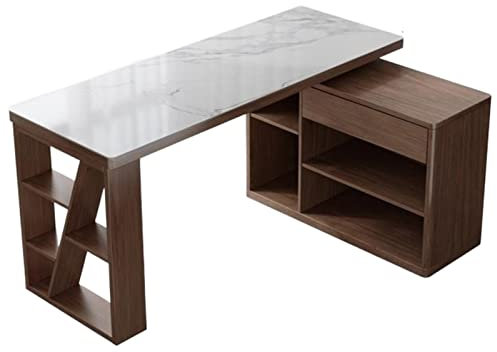 Tavolo da Ufficio Scrivania multifunzionale for sala studio, scrivania for PC, ufficio domestico, postazione di lavoro for laptop con libreria e armadietto girevole, scrivania da studio moderna e di l