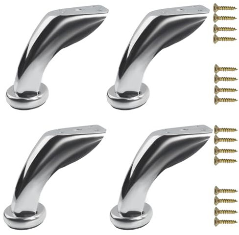 Roellgs furniture leg, 9.5 cm, sloping metal sofa leg, cupboard leg with mounting screw, for sofa, cupboard, chair