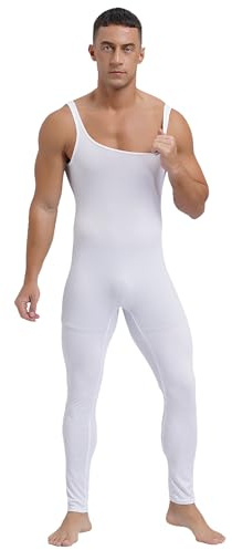 Nyeemya Gymnastikdräkt ärmlös sport trikåer onesie body dance jumpsuit stretch bodysuit sportkläder joggare vuxen L-3XL, Vit, L