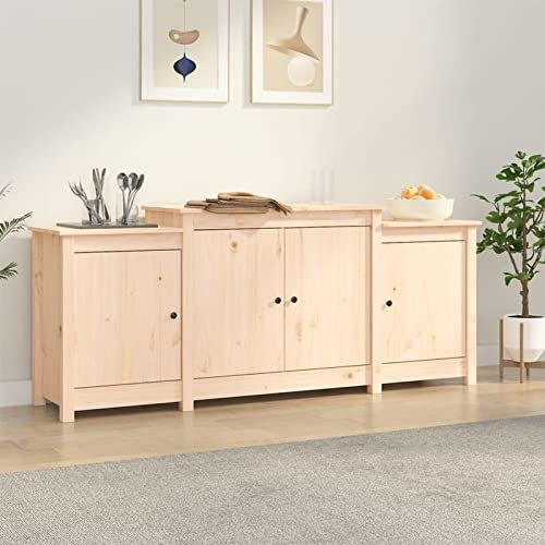 Homgoday Sideboard Beistellschrank Aufbewahrungsschrank Küchenschrank Mehrzweckschrank mit viel Stauraum Standschrank für Wohnzimmer 164x37x68 cm Massivholz Kiefer