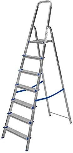 Leonardo Fai Da Te - scala pieghevole in alluminio 6+1 portata 100 kg - scala antiscivolo in alluminio max - ideale per uso domestico e lavorativo