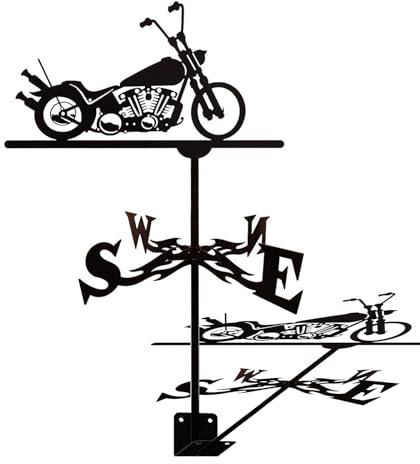 Wetterfahne aus Edelstahl, Retro-Motorrad-Gartenpfahl, Wetterfahne, Windrichtungsanzeige, korrosionsbeständig und langlebig