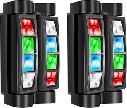 Pack 2 Efecto Foco Beam Spider Beam 83 Gunner Smoke con LEDs RGBW y Control DMX - Luz de fiesta Luz de flash de araña Proyector de sonido automático para Bar, Club, discotecas, Fiestas, Dj y Bodas