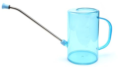 MYLERCT Regadera, 1,5 L Regadera Plantas, Azul Regadera Pequeña, con Boquilla Larga de Acero Inoxidable, Visible y Controlable, para Regar Plantas de Interior y Exterior