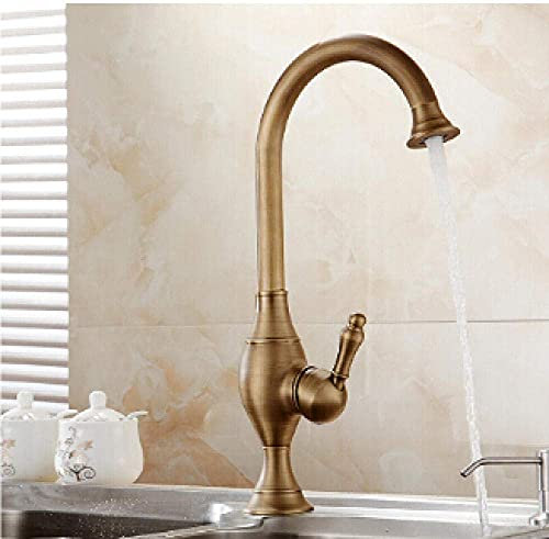 Wasserhahn, Einhebel-Küchenarmatur mit Heiß- und Kaltwasserhahn, antike Küchenspüle, 5 Farben, Waschbecken-Wasserhahn, Antik/Antik