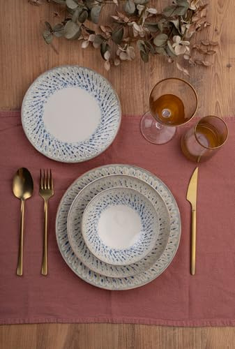 Élégant service à dîner 24 pièces, 100% porcelaine, avec assiettes, bols et assiettes à dessert, passe au lave-vaisselle et au micro-ondes, parfait pour toutes les occasions