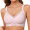 heekpek Soutien Gorge sans Armature Brassiere Femme Classiques Push Up Brassière Comfit Col en V Bralette Grande Taille, Rose, XL
