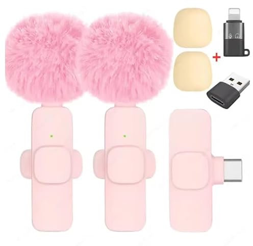 Micrófono Lavalier Rosa doble. Micros de solapa para Android, iPhone y compatible con PC. Para directos o vídeos de TikTok, Instagram, YouTube, entrevistas, Clases Online y Grabaciones Profesionales