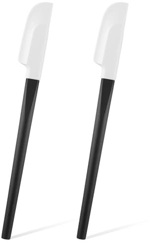 2 espátulas para hornear con mango de madera, espátula de goma de grado alimenticio de 9 pulgadas, espátulas pequeñas de silicona para hornear, cocinar y mezclar (negro)