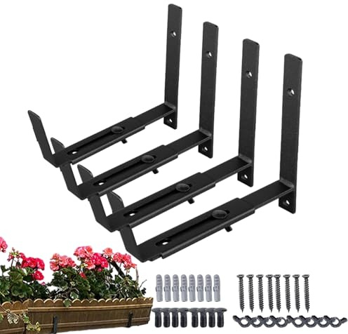 Pflanzkastenhalterungen - Verstellbarer Blumenkastenhalter Mit Geländer, Blumenkastenhalterungen Für Geländer | Blumenkastenhalterungen Hochleistungs Balkon Pflanzenhalter Für Geländer, Deck, ,