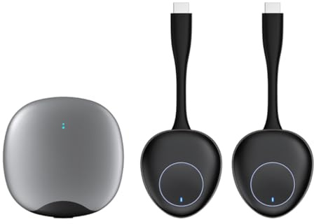 4K UHD Wireless Transmitter Receiver for Screen Mirroring Laptop/PC/Phone to TV/Projector/Monitor. 30m Range, No Wi-Fi, Plug & Play. Compatible with HDMI, Teams, Zoom, Webex (w/2 Pods)