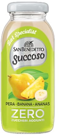 San Benedetto da 12 bottiglie in 200 ml Bevanda Leggera e Dissetante in Acqua Minerale Naturale, Senza Zuccheri, Conservanti Coloranti e Glutine (0,20L, Pera Banana Ananas)