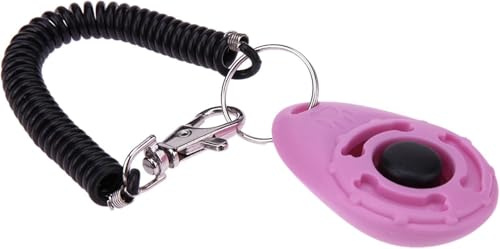 Hehglng 1 x pinker Clicker, einfach zu bedienen mit Knopf, Hundetrainingszubehör, stark und langlebig, Trainings- und Verhaltenshilfen