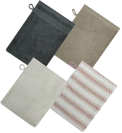 Lot de 4 Gants de Bain exfoliants pour Le Corps - en Coton - pour bébés, Adultes, Peau, Mains, Visage