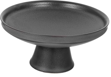 TOPPERFUN Corbeille à Fruits En Céramique Sur Pied Bol Alimentaire En Céramique Plateau Multifonctionnel Pour Fruits Couleur Noir Mat Usage Fête Et Réception Design Vintage Élégant