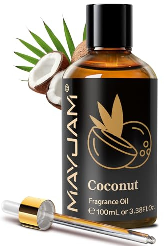 MAYJAM Huile Parfumée De Noix De Coco 100ml, Premium Huile Parfumée à La Noix De Coco Pour Diffuseur D'Huiles Essentielles, AromathéRapie, Soins Capillaires