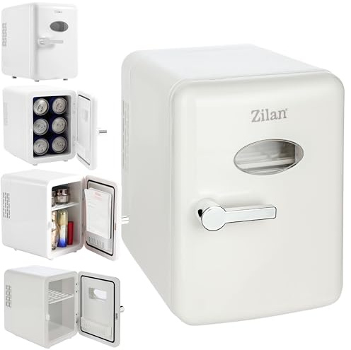 Zilan 2in1 Mini Kühlschrank leise 4 Liter Kühlen & Wärmen Mini Bar Make up Kühlschrank Tischkühlschrank Kosmetikkühlschrank mit Innenbeleuchtung Kühlschrank klein Kühlgerät Minikühlschrank